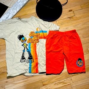 Marvel Moon Girl and Devil Dinosaur Girls Oversized  T-Shirt and bike shorts